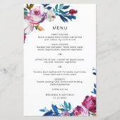 Menu de mariage moderne floral rose élégant (Devant)