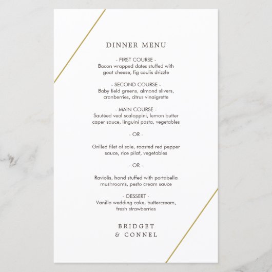 Menu de mariage moderne géométrique de Bridget (Devant)
