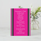 Menu de mariage moderne gras rayures roses noires (Debout devant)