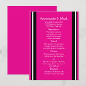Menu de mariage moderne gras rayures roses noires (Devant / Derrière)