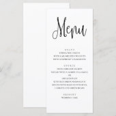 Menu de mariage moderne. Menu de dîner noir et bla (Devant / Derrière)