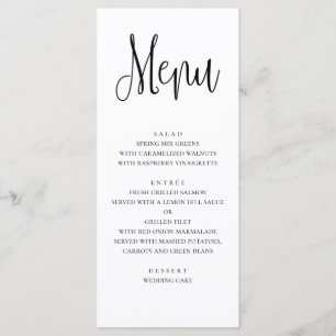 Menu de mariage moderne. Menu de dîner noir et bla