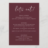 Menu de mariage moderne Merlot avec remerciements (Devant)