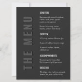 Menu de mariage moderne minimaliste Blackout (Devant)