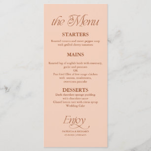 Menu de mariage moderne minimaliste pêche douce