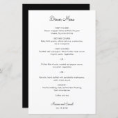 Menu de mariage moderne minimaliste simple (Devant / Derrière)