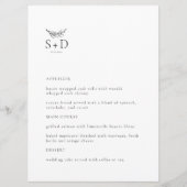 Menu de mariage moderne monochrome avec monogramme (Devant)