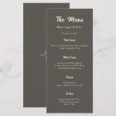 Menu de mariage moderne monogramme espresso foncé (Devant / Derrière)