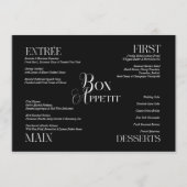 Menu de mariage moderne noir et blanc (Devant)