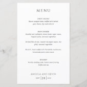 Menu de mariage moderne noir et blanc propre (Devant)