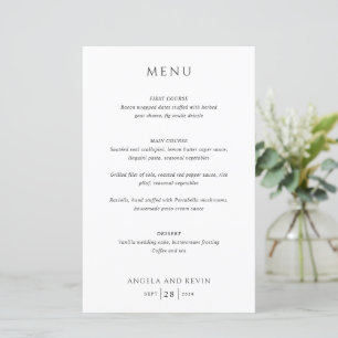 Menu de mariage moderne noir et blanc propre