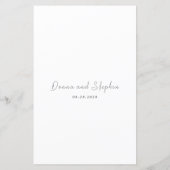 Menu de mariage moderne noir et blanc propre (Dos)