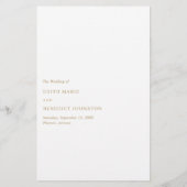 Menu de mariage moderne or minimaliste (Dos)