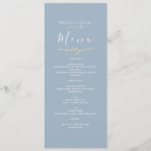 Menu de mariage moderne poussiéreux bleu (Devant)