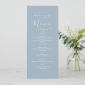 Menu de mariage moderne poussiéreux bleu (Debout devant)