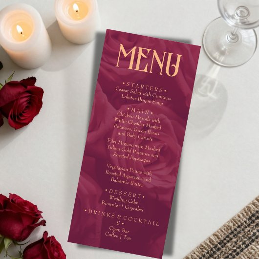 Menu de mariage moderne, rétro et fantaisiste en B