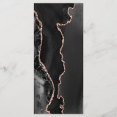 Menu de mariage moderne rose gold noir agate foncé (Dos)