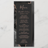 Menu de mariage moderne rose gold noir agate foncé (Devant)