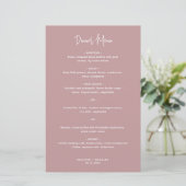 Menu de mariage moderne rose minimaliste (Debout devant)