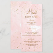 Menu de mariage moderne rose poudré et éclaboussur (Devant / Derrière)
