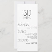 Menu de mariage moderne simple noir blanc gras (Devant)