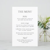 Menu de mariage moderne simple noir et blanc (Debout devant)