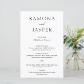 Menu de mariage moderne simple noir et blanc gras (Debout devant)