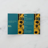 Menu de mariage moderne Tournesol Bleu sarcelle Or (Intérieur)