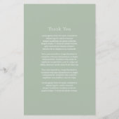 Menu de mariage moderne vert sauge élégant (Dos)