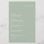 Menu de mariage moderne vert sauge élégant (Devant)
