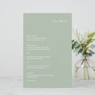 Menu de mariage moderne vert sauge élégant