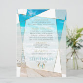 Menu de mariage | Monogramme moderne Plage géométr (Debout devant)