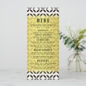 Menu de mariage | Motif géométrique noir et crème (Debout devant)