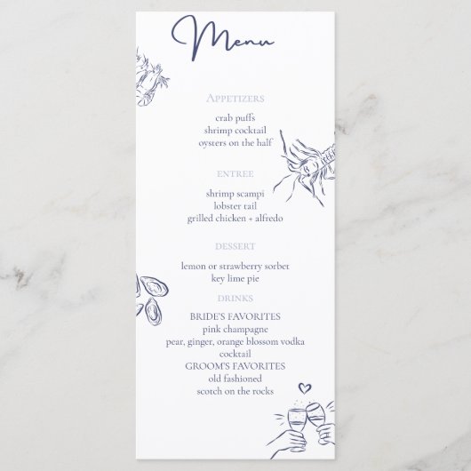 Menu de mariage nautique (Devant)