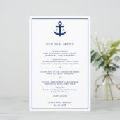 Menu de mariage nautique à monogramme élégant d'an (Debout devant)