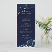 Menu de mariage nautique en marbre bleu marine mod (Debout devant)
