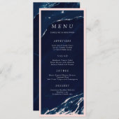 Menu de mariage nautique en marbre bleu marine mod (Devant / Derrière)
