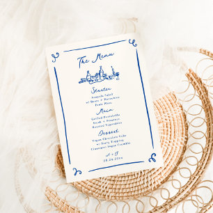 Menu de mariage naval dessiné à la main de manière