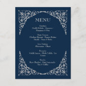 Menu de mariage Navy et Argent Sérénité de Minuit (Devant)