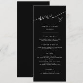 Menu de mariage noir écriture moderne (Devant / Derrière)