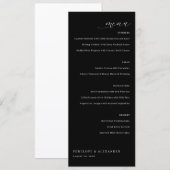 Menu de Mariage Noir Élégant (Devant / Derrière)