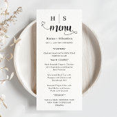 Menu de mariage noir et blanc
