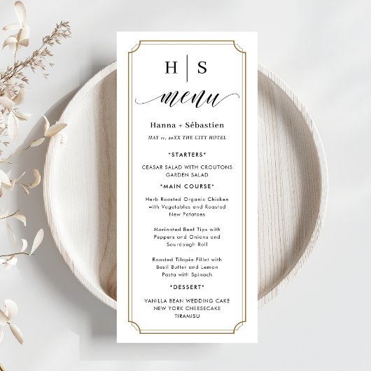 Menu de mariage noir et blanc