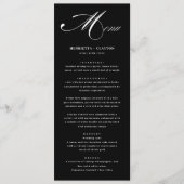 Menu de mariage noir et blanc d'élégance intempore (Devant)