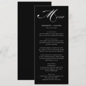 Menu de mariage noir et blanc d'élégance intempore (Devant / Derrière)