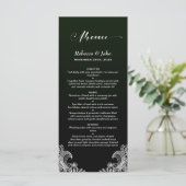 Menu de Mariage noir et vert dentelle blanche (Debout devant)