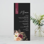 Menu de Mariage Noir Maussade avec Nom du Convive (Debout devant)