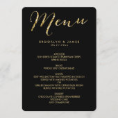 Menu De Mariage Noir Rond Élégant Avec Huile D'Or (Devant)