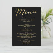 Menu De Mariage Noir Rond Élégant Avec Huile D'Or (Debout devant)