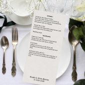 Menu de mariage nostalgique sur papier journal